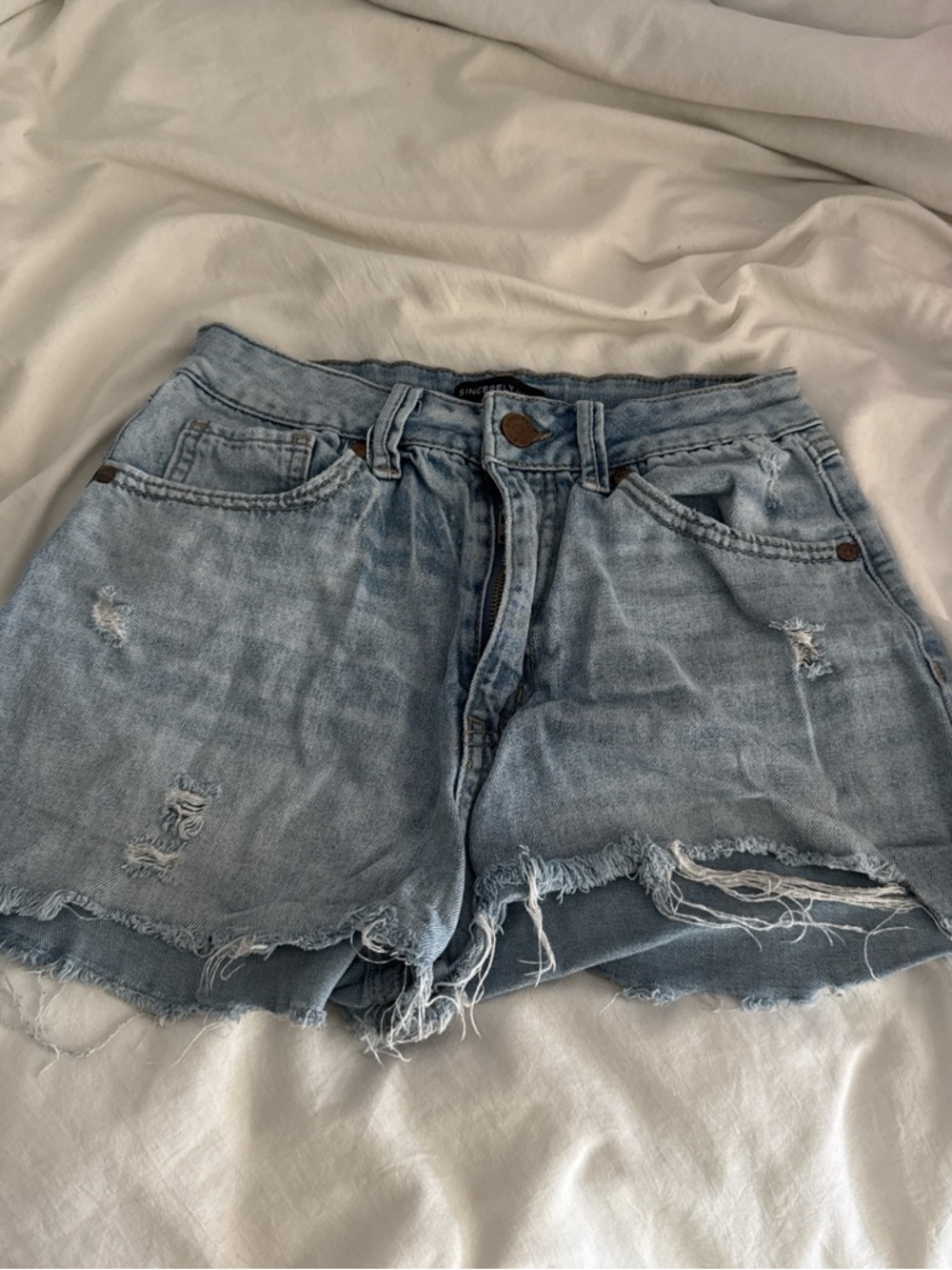 Sincerely Jules Light Blue Distressed Denim Shorts